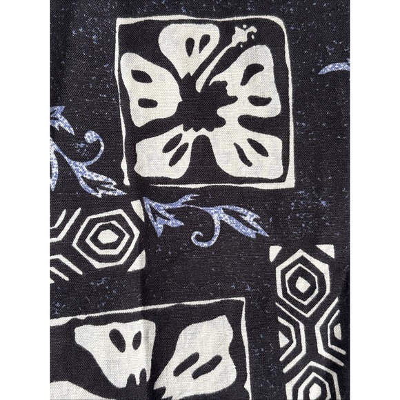 Eddie Bauer Men's M Black White Retro Linen Blend Tropical Hawaiian Short Sleeve - Picture 7 of 13